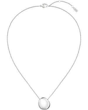 BOSS Tone Necklace With Logo Pebble Pendant - Metallic