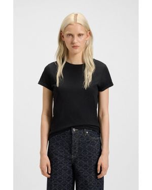 HUGO Slim-Fit Cotton T-Shirt With Rolled Sleeves - Black