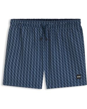 BOSS Bañador Con Estampado E Insignia Con Logo - Azul