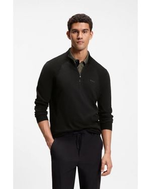 BOSS Zip-Neck Sweater - Black