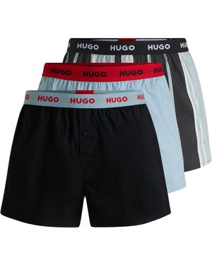 HUGO Set Van Drie Katoenen Boxershorts Met Logotailleband - Zwart
