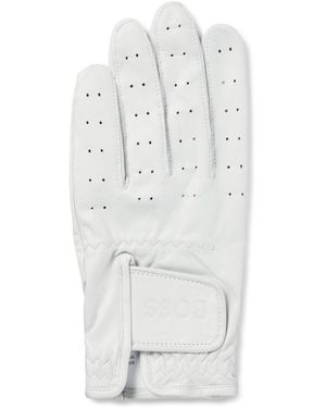BOSS Nappa-Leather Glove With Lasered Dots - White
