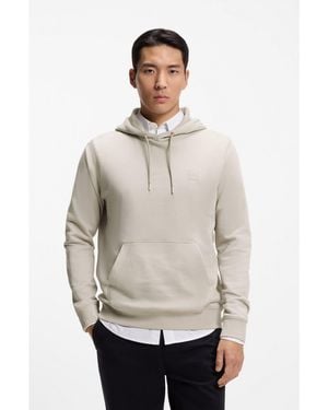 BOSS Cotton-Terry Hoodie With Logo Patch - Grey