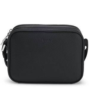 BOSS Crossbodytas Van Generfd Leer Met Reliëflogo - Zwart
