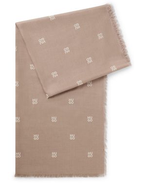 HUGO Jacquard-Schal Mit Stack-Logo-Print - Natur