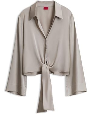HUGO Satijnen Blouse Met Striksluiting Voor - Meerkleurig