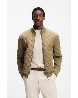 BOSS Knitted-Wool Jacket With Quilted Front - Metallic