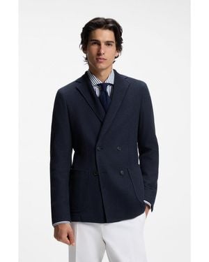 BOSS Double-Breasted Slim-Fit Blazer - Blue
