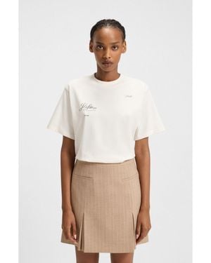 HUGO Cotton-Jersey T-Shirt With Parisian Graphic Print - White