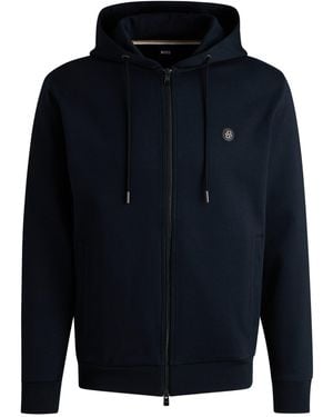 BOSS Hoodie Aus Baumwoll-Mix Mit Reißverschluss Und Double-B-Monogramm - Blau