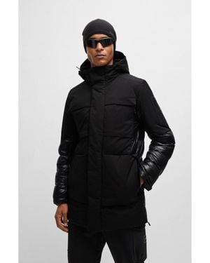 BOSS Water-Repellent Parka Jacket With Down Filling - Black