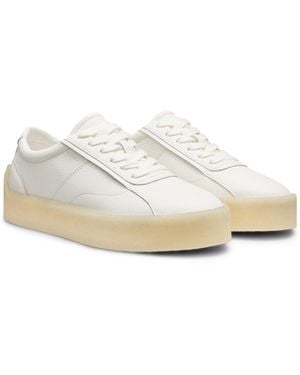 HUGO Leather Derby Shoes With Crepe Rubber Sole - White