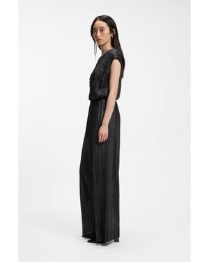 BOSS Plissé Jumpsuit With Laser-Cut Scallop Detailing - White