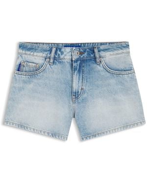 HUGO Shorts Regular Fit De Denim Rígido Azul