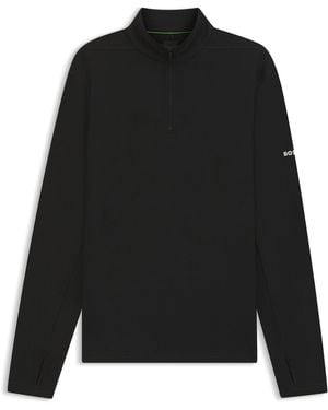 BOSS Active Sweatshirt Met Kwartrits En Vochtregulatie - Zwart