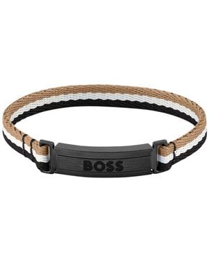 BOSS Signature-Stripe Cuff With Logo Clasp: Small - Multicolour