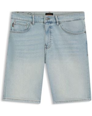BOSS Maine Regular-Fit Shorts Aus Bequemem Blauem Stretch-Denim