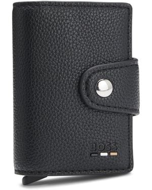 BOSS Grained Faux-Leather Card Holder With Secrid Technology - Black