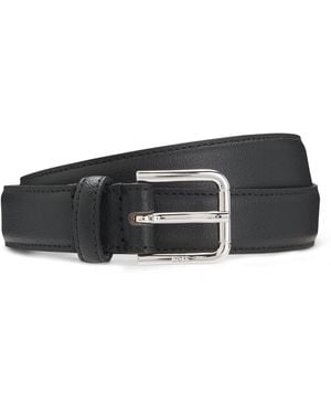 BOSS Italian-Leather Belt With Pin Buckle - Black