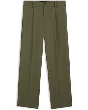 HUGO Moderne Broek Van Stretchtwill Met Vouw Aan De Voorkant - Groen