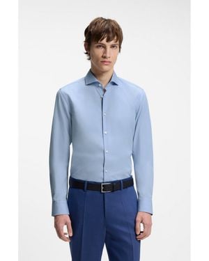 HUGO Plain Slim-fit Cotton Shirt: 'c-jason' - Blue