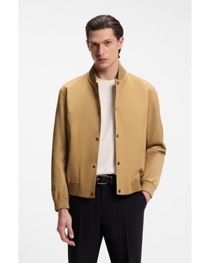 BOSS Water-Repellent Jacket With Monogram-Pattern Sleeves - Natural
