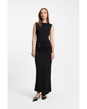 HUGO Wrap-Effect Dress With Buckle Detail - Black