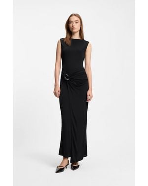 HUGO Wrap-Effect Dress With Buckle Detail - Black