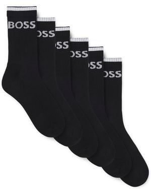 BOSS Six-Pack Of Ribbed Short Socks - Black