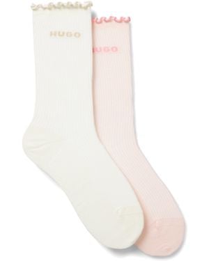 HUGO Two-Pack Of Regular-Length Socks With Lettuce Cuff - White