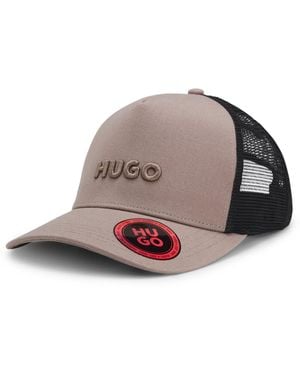 HUGO Cotton-Twill Cap With Mesh Panels - Brown