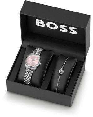 BOSS Geschenk-Set Aus Uhr Und Armband Mit Kristallverzierung - Schwarz