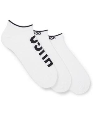 HUGO Three-Pack Of Ankle Socks With Logos - White