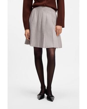 HUGO Pleated Mini Skirt With Micro Check - Multicolour