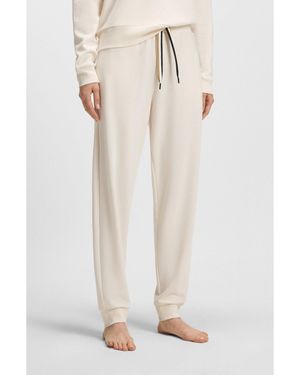 BOSS Cuffed Tracksuit Bottoms With Signature-Stripe Cords - White