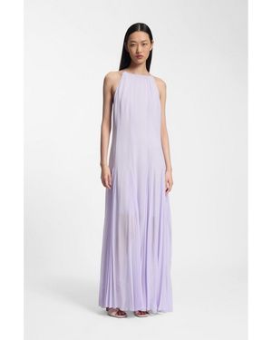 BOSS Sleeveless Dress With Plissé Skirt Inserts - Purple