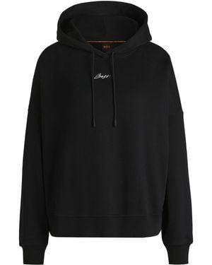 BOSS Oversized Hoodie Aus Baumwoll-Terry Mit Handgeschriebenem Logo - Schwarz