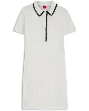 HUGO Vestido De Algodón Con Cuello De Polo - Blanco
