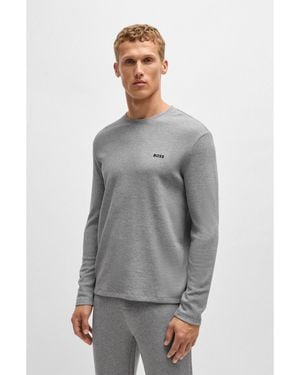 BOSS Waffle-Structured Pyjama T-Shirt - Grey