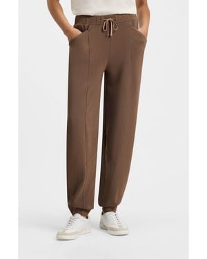 BOSS Relaxed-Fit Tracksuit Bottoms With Lustrous Piping - Brown