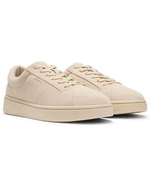 HUGO Suede Trainers With-Tone Foil Logo - Natural