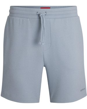 HUGO Pyjamashort Met Wafelstructuur En Logostiksel - Blauw