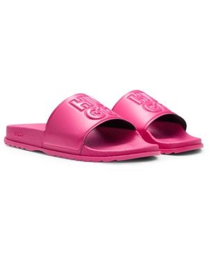 HUGO Rubber Slides With Debossed Stacked Logo - Pink