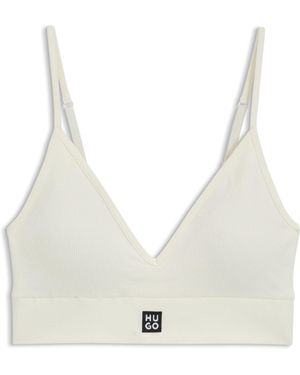 HUGO Nahtloses Bralette Mit Ripp-Struktur Und Herausnehmbaren Polstern - Natur