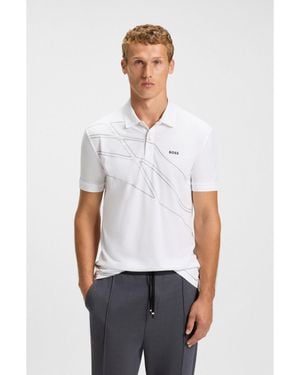 BOSS Paddy Cotton-Blend Polo Shirt With Artwork - White