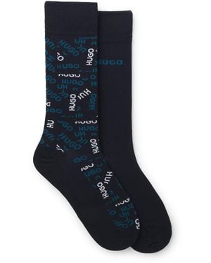 HUGO Two-Pack Of Cotton-Blend Logo Socks - Blue
