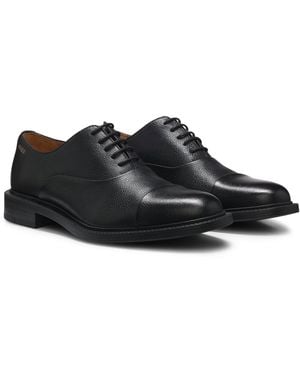 HUGO Oxford-Schuhe Aus Genarbtem Leder Mit Zehenkappe - Schwarz