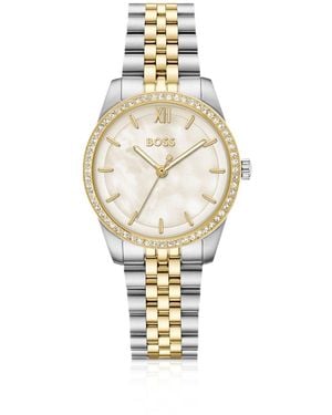 BOSS Graceful Two-Tone Watch With Crystal-Set Bezel - Metallic