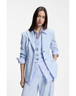 HUGO Regular-Fit Blazer With-Tone Buttons - Blue