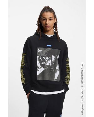 HUGO X Jujutsu Kaisen Hoodie With Yuji And Megumi Print - Black